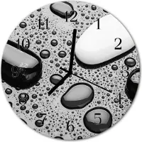 Tulup Glasuhr Wanduhr Küchenuhr Echt-Glas 30fi cm Steine schwarz