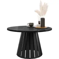 Mirjan 24 Couchtisch Circolo, Wohnzimmer Kaffeetisch, Beine und Seiten aus Stahl (Farbe: Schwarz / Black Pietra Grigia)