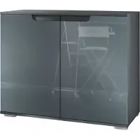 Vladon Kommode Sylt V3, Moderner Küchenschrank mit 2 großen Türen Anthrazit matt / Grau Hochglanz (92,5 x 75.5 x 35)