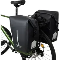 Lixada Fahrradgepäcktasche, Fahrradtasche, Fahrrad-Soziustasche, Fahrrad-Satteltasche, wasserdichte Regaltasche, Schwarz, 1 Paar