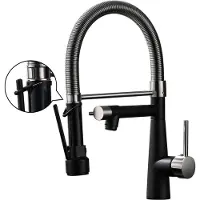 OEM Küchenarmatur mit Duscharmatur-Entferner - 360-Grad-Drehbarkeit - Einhand-Mischer & Pull-Down-Spray - Hochdruck - geborstelter Nickel und Schwarz