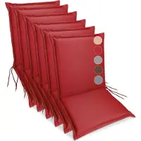 Sunnypillow 6er Set Gartenstuhlauflagen 100 x 50 extra dick 9cm Niedriglehner Auflagen waschbar wasserdicht Polsterauflagen Outdoor Stuhlauflagen Polster Sitzkissen Gartenstuhl Rot