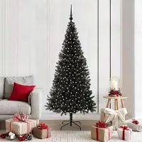 vidaXL "Schlussverkauf" Weihnachtsbaum(1 pc) - Kunstbaum/Tannenbaum - mit 300 LEDs mit Ständer Schwarz 180 cm PVC C7696