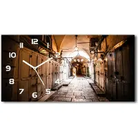 Tulup Wanduhr aus Glas – 60x30 cm - Glasbild - Glasuhr - Gehärtetes Glas - weisse-zeiger - Jerusalem