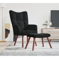 Prolenta Maison Exclusive - Relaxsessel mit Hocker Schwarz Samt