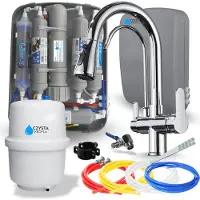 ARI Wasserfilter Set RO7 Slim mit Küchenarmatur Nordic Chrom, 3-Wege Anschluss, 7-stufige Umkehrosmose