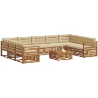 vidaXL Outdoor-Sofagarnitur 10 pcs Natur und Beige Massivholz Akazie