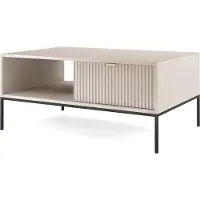 Lomadox Couchtisch mit 104 cm Breite in kaschmir mit schwarzem Fußgestell - NEWCASTLE-160
