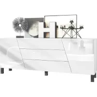 Vladon Sideboard Houston, Germany, Kommode mit 2 Türen und 3 Schubladen, Korpus Weiß matt, Fronten Weiß Hochglanz (178 x 69,5 x 38,5 cm)
