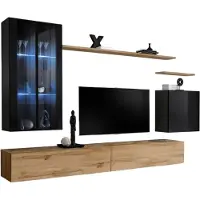 Meublorama AM-SWITCH 12-SWT SW 12*7C/99KG, 2 Regale, 5 Tür(en), Braun, Mitteldichte Faserplatte (MDF), 6 Schublade(n), 400 mm