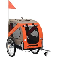 JEOBEST Hundeanhänger Fahrradanhänger Hundetransporter Transportanhänger für Hunde Hundefahrradanhänger Orange 130x73x90cm