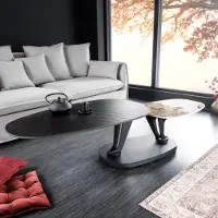 Riess Couchtisch MOVEMENT schwarz Keramik Metallgestell Pandora rund drehbar