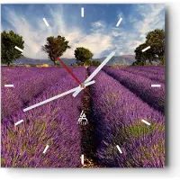 ARTTOR Wanduhr - Quadrat - Glasuhr - Landschaft Wiese Pflanzen - 30x30cm - Schleichendes Uhrwerk - Lautlos - zum Aufhängen bereit - Dekoration Modern - Wanddekoration aus Glas - C3AC30x30-0128