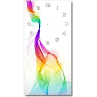 Tulup Wanduhr aus Glas – 30x60 cm - Glasbild - Glasuhr - Gehärtetes Glas -Bunte Abstraktion