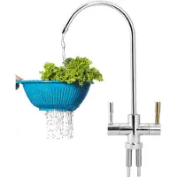 Lixada 1/4'' Double Holes Sink Faucet Tap Chrome Reverse Osmosis RO Trinkwasserfilter
