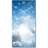 Tulup Wanduhr aus Glas – 30x60 cm - Glasbild - Glasuhr - Gehärtetes Glas -Wolken im Himmel