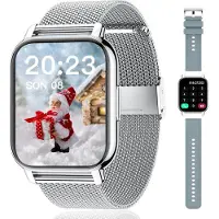 Valdus Smartwatch für Damen & Herren 1,85 Zoll Touch-Farbdisplay mit Bluetooth Anrufe Fitness SpO2 Blutdruckmessung Herzfrequenz Schrittzähler Schlafmonitor