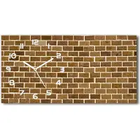 Tulup Wanduhr aus Glas – 60x30 cm - Glasbild - Glasuhr - Gehärtetes Glas - weisse-zeiger - Ziegelwand