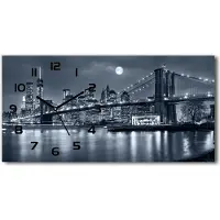 Tulup Wanduhr aus Glas – 60x30 cm - Glasbild - Glasuhr - Gehärtetes Glas - schwarze-zeiger - Manhattan New York