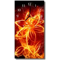 Tulup Glasuhr Wanduhr Küchenuhr Echt-Glas 30x60 Blume Orange