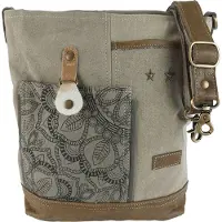Sunsa Damen Tasche Umhängetasche, Handtasche aus Canvas & Leder. Nachhaltige Produkte, Groß Vintage, Schultertasche, Segeltuch Crossbody