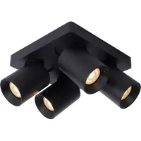 Licht-Erlebnisse Spot Lampe Aluminium GU10 verstellbar B: 20 cm Schwarz 4-flammig quadratisch warmweißes Licht 2200 K 1280 lm