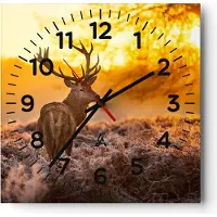 ARTTOR Wanduhr - Quadrat - Glasuhr - Herbst landschaft natur blatt - 40x40cm - Schleichendes Uhrwerk - Lautlos - zum Aufhängen bereit - Dekoration Modern - Wanddekoration aus Glas - C4AC40x40-2552