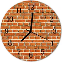 Tulup Glasuhr Wanduhr Küchenuhr Echt-Glas 30fi cm Backstein rot
