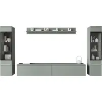 Mirjan 24 Wohnwand Vera II, Stilvoll Wohnzimmer-Set, TV-Schrank, Modern Mediawand (Nebelgrün, ohne Beleuchtung)