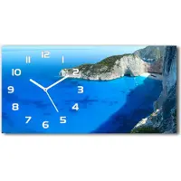 Tulup Wanduhr aus Glas – 60x30 cm - Glasbild - Glasuhr - Gehärtetes Glas - weisse-zeiger - Zakynthos Griechenland