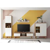 IMV Wohnwand Merle 300cm eiche riviera / weiß matt Wohnzimmer Anbauwand