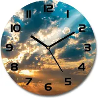 Tulup Wanduhr aus Glas 30fi Glasbild Glasuhr Gehärtetes Glas - schwarze-zeiger - Sunset sky