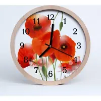 Tulup Holzuhr 20fi cm wanduhr - Mohnblumen