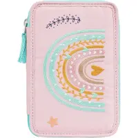 Famanu Etui mit 3 Fächern - Regenbogen Rosa