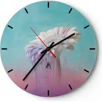 ARTTOR Wanduhr - Rund - Glasuhr - Modern Grafik Blume - 30x30cm - Schleichendes Uhrwerk - Lautlos - zum Aufhängen bereit - Dekoration Modern - Wanddekoration aus Glas - C3AR30x30-4534