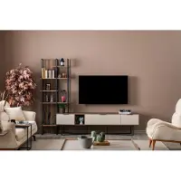 AEA Wohnwand Wohnzimmer Möbel TV Ständer Bücherregal 240cm Holz Wohnwände