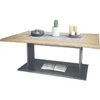 Vladon Couchtisch Beistelltisch Wohnzimmertisch Melo, Germany, in Anthrazit mit Tischplatte in Eiche sägerau 102 x 40 x 67,5 cm