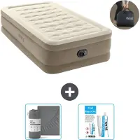 Intex Luftbett - 1 Person - 99 x 191 x 46 cm - Beige - Inklusive Pumpe - Spannbettuch en Reperaturset