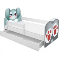 ACMA Tiere VII Kinderbett Jugendbett Junior-Bett Komplett-Set mit Matratze Rausfallschutz Lattenrost (01 Hase, 160x80 cm + Bettkasten)