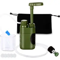 Ele eleoption (Grün) Tragbarer Outdoor-Wasserfilter, 5000 L Survival Camping Wasserfilterpumpe für Trinkwasser, Tragbarer Wasseraufbereiter für Notfallausrüstung