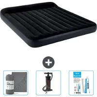 Intex Luftbett - 2 Personen - 183 x 203 x 25 cm - Dunkelblau - Im Lieferumfang enthalten Spannbettuch - Pumpe en Reperaturset