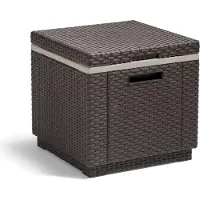 Allibert by KETER Keter Ice Cube, braun, Kühlbox, Deckel abnehmbar, doppelwandig, Kunststoff, flache Rattanoptik