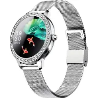 Ele eleoption Damen Smart Watch Fitness-Tracker mit Herzfrequenz-/Schlafmonitor, HD-Vollfarbbildschirm für Frauen Silver