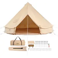 Vevor Glockenzelt 7 x 3,5 m Jurten Zelt TC-Baumwolle und robusten Eisenstangen mit einer PVC-Bodenplane Campingzelt 12 Personen Familienzelt 12 Fenster Gruppenzelt für Outdoor-Abenteuer