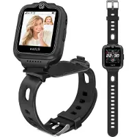 Ele eleoption SchwarzKinder Smartwatch mit GPS-Telefonuhr 4G-WLAN-Videoanruf Smart watch mit 360° Drehung und Dual-Kamera-SOS Schrittzähler Spielzeuggeschenk zum Weihnachtsgeburtstag für Kinder, Jungen und Mädchen