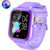 Ele eleoption (Lila) T29 4G Kinder-Smartwatch mit Full-HD-Touchscreen-Videoanruf, WiFi-GPS-Standort-Tracker Kindertelefonuhr für Kinder