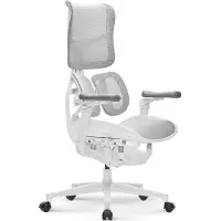 Yumisu 1010 ERGO White, ergonomischer Bürostuhl, verstellbar, Büro, Gaming, Stoff, Weiß