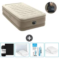 Intex Luftbett - 1 Person - 99 x 191 x 46 cm - Beige - Inklusive Pumpe - Spannbettuch - Küssen - Reperaturset en Kissenschutz