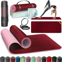 Kesser Gymnastikmatte mit Tragegurt rutschfest TPE Yogamatte Gepolstert & rutschfest Fitnessmatte , 183 x 61 Trainingsmatte für Fitness Sportmatte, Pilates & Gymnastik Workout extradick