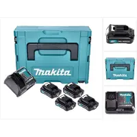 Makita Power Source Kit 4x BL 1021 B Akku 12 V max. 2,0 Ah CXT ( 4x 197396-9 ) + DC 10 SB Ladegerät ( 197363-4 ) + Makpac